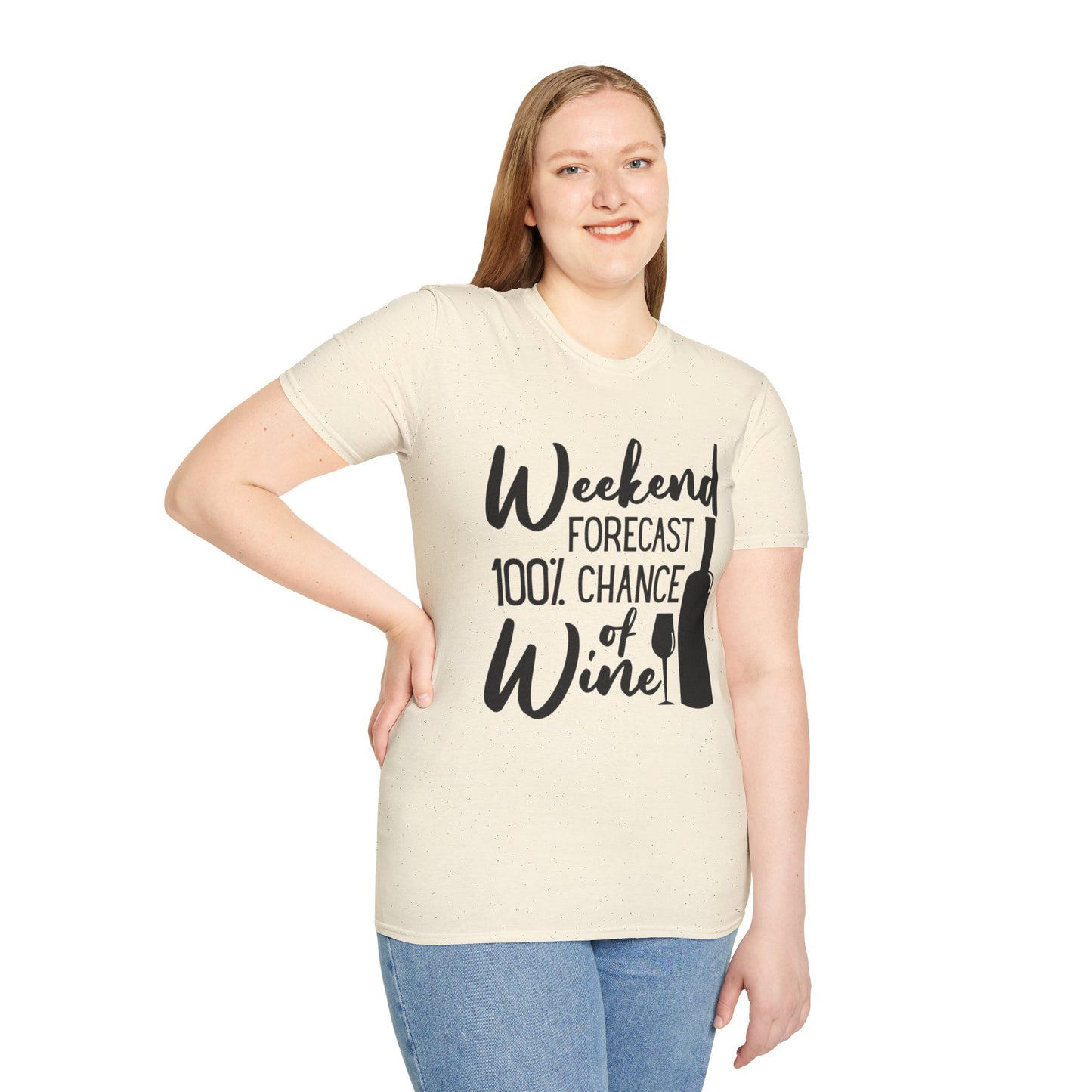Wine Weekend T-Shirt — "Weekend Forecast 100% Chance of Wine" Graphic Tee