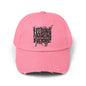 Distressed Dad Hat — "Feeding, Financing & F***ing" Bold Script Cap