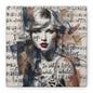 Swift Inspired Matte Stretched Canvas – "I Wake Up; I’m Alive" Mixed-Media Portrait Wall Art