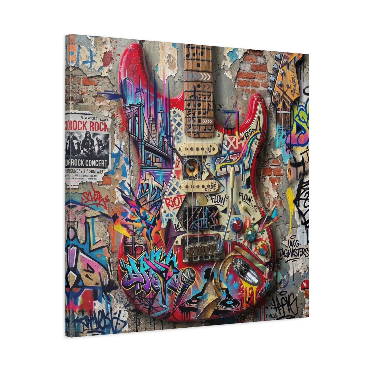 Urban Art Gutair Abstract Canvas Wall Art Print