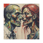 Zombie Couple Matte Canvas Wall Art — Blood-Splattered Horror Portrait