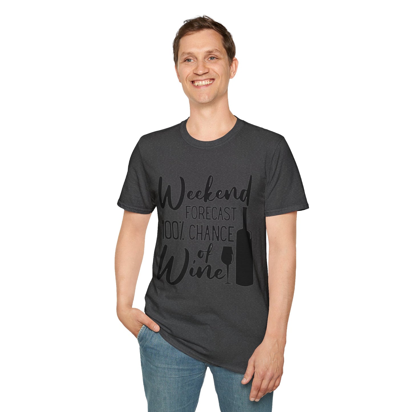 Wine Weekend T-Shirt — "Weekend Forecast 100% Chance of Wine" Graphic Tee