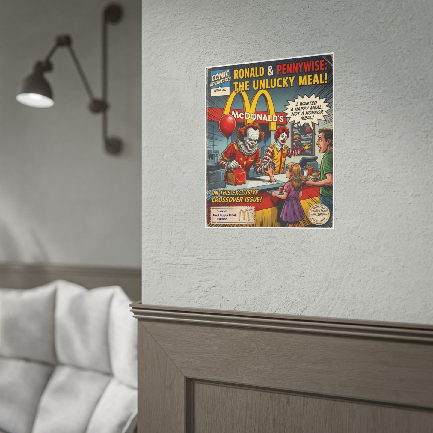 Horror at McDonald's Pennywise Poster — Rolled Horror Movie Art Print