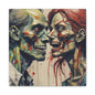 Zombie Couple Matte Canvas Wall Art — Blood-Splattered Horror Portrait