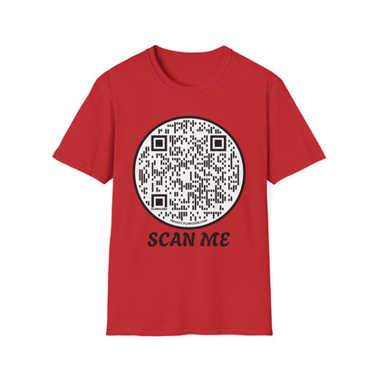 QR Code "Scan Me" T-Shirt — Interactive Novelty Shirt for Events & Gifts