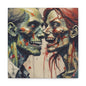 Zombie Couple Matte Canvas Wall Art — Blood-Splattered Horror Portrait