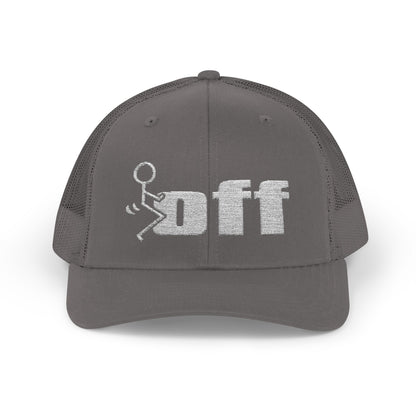 'F Off' Stick Figure Trucker Cap – Retro Distressed Snapback Hat