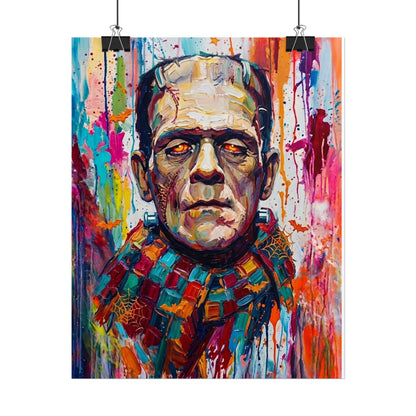 Frankenstein Color Splash Poster — Vibrant Pop Art Horror Wall Print