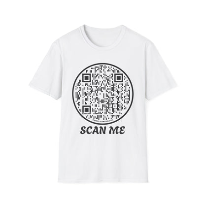 QR Code "Scan Me" T-Shirt — Interactive Novelty Shirt for Events & Gifts