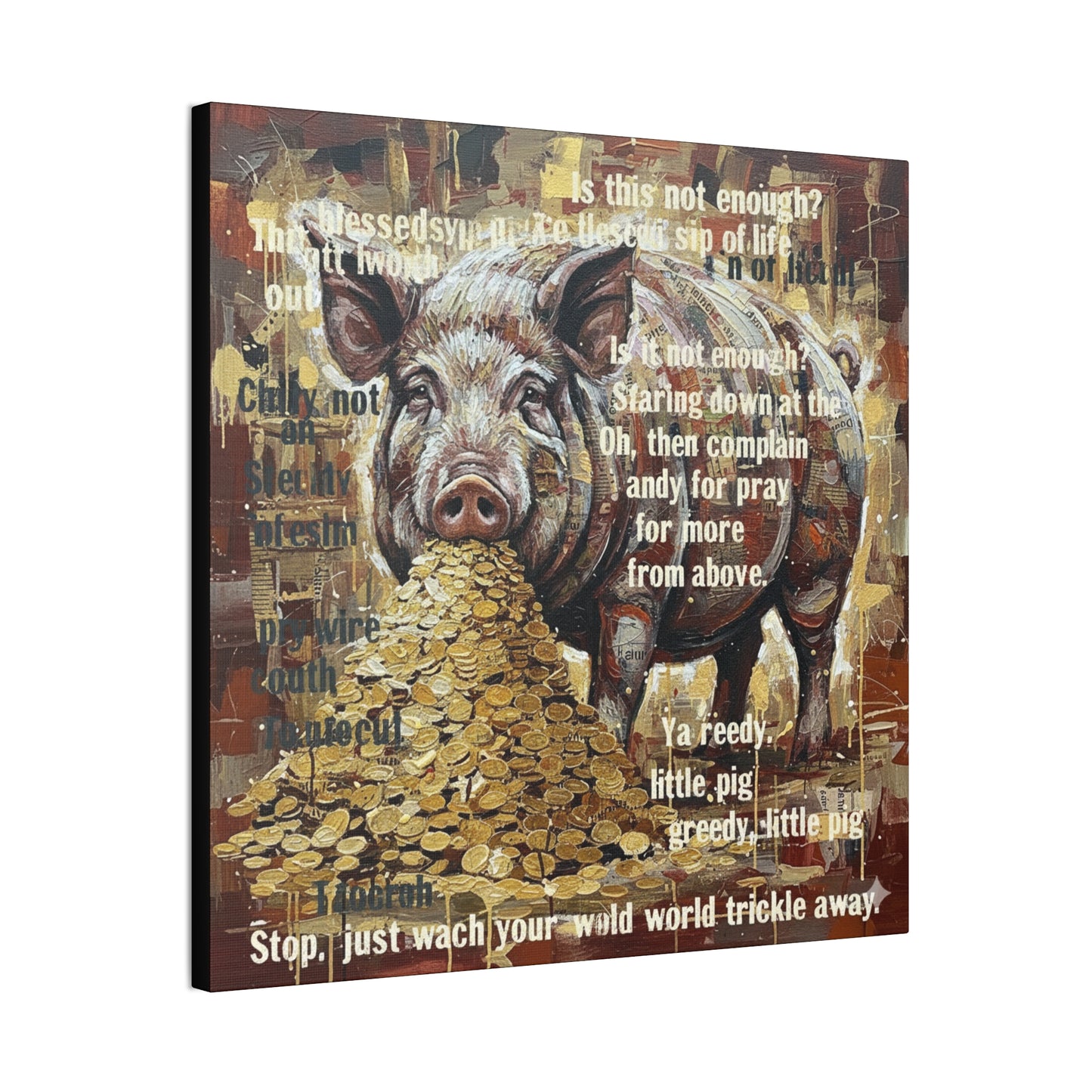 DMB Pig Inspired art - 'Greedy Little Pig' Farmhouse Wall Art