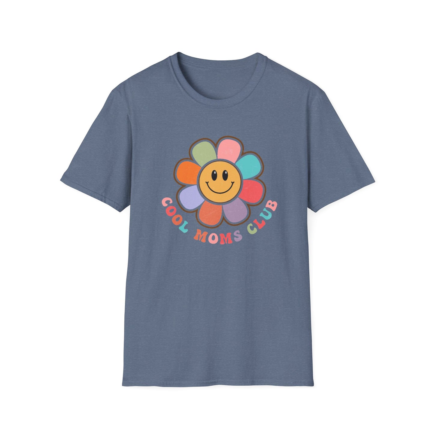 Cool Moms Club T-Shirt — Retro Floral Smiley Tee for Trendy Moms