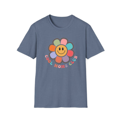 Cool Moms Club T-Shirt — Retro Floral Smiley Tee for Trendy Moms