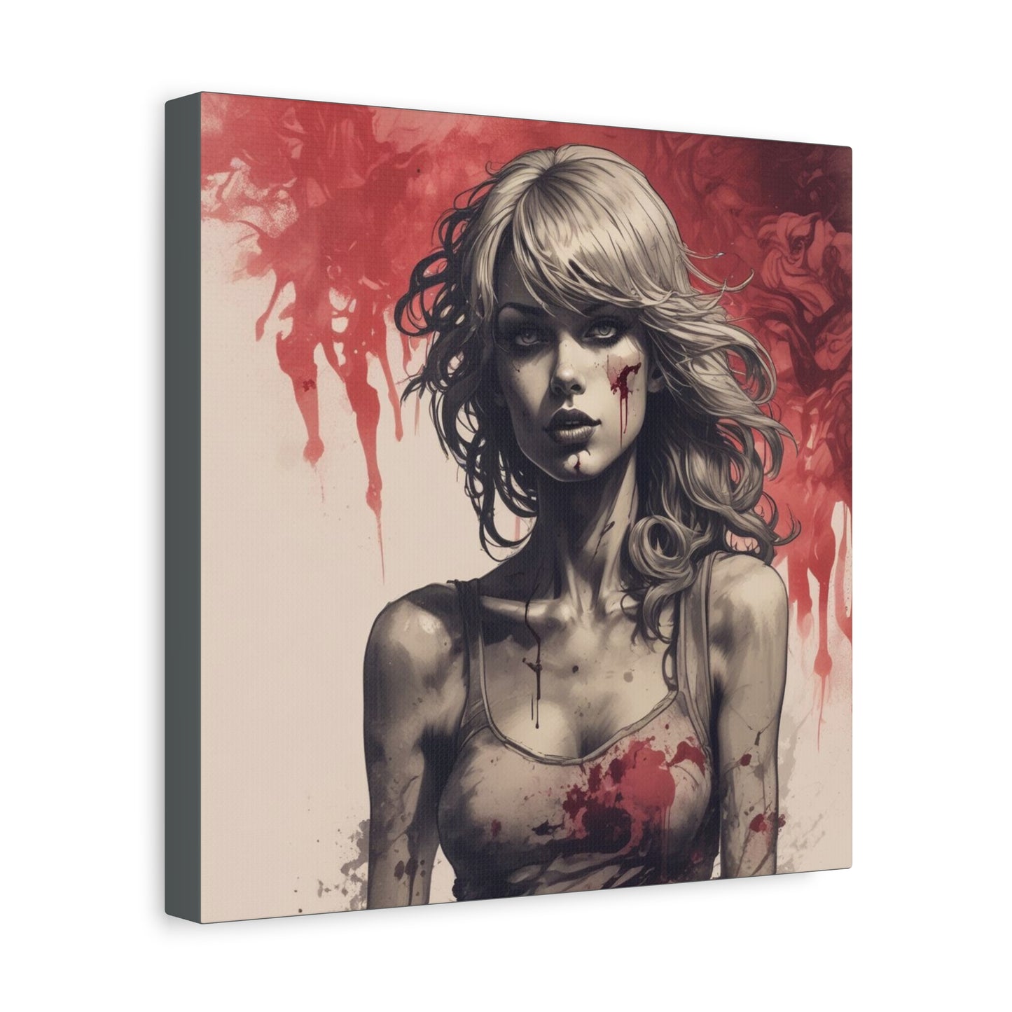 Bloody Swift Matte Canvas Print — Gothic Female Portrait Wall Art, Stretched 1.25"