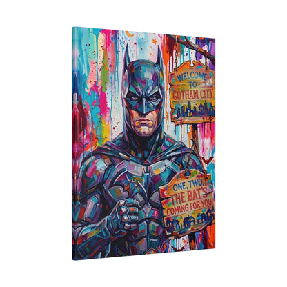Colorful Gotham City Canvas Art - 'Welcome to Gotham City' Stretched Matte Print