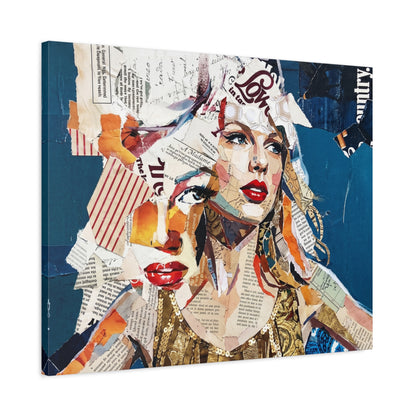 Pop Art Collage Woman Canvas Print — Modern Portrait Wall Art