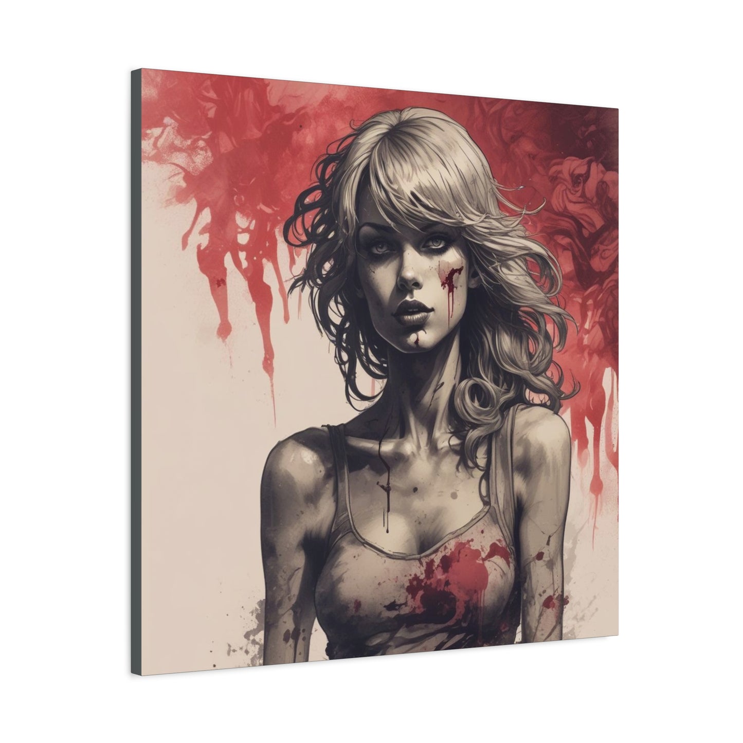 Bloody Swift Matte Canvas Print — Gothic Female Portrait Wall Art, Stretched 1.25"