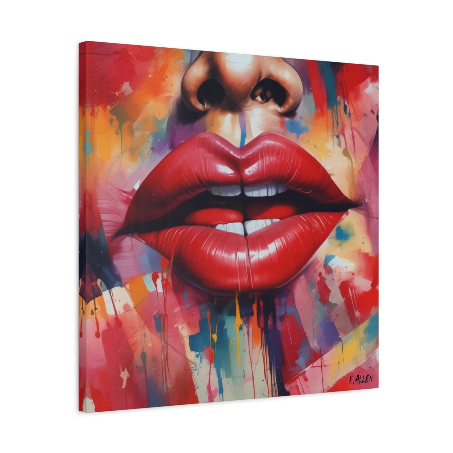 Bold Red Lips Pop Art Canvas — Matte Stretched Wall Art