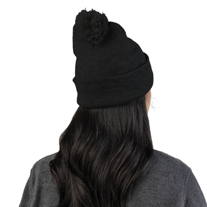 Embroidered Pom-Pom Beanie — "Spitters Are Quitters!" Cozy Winter Hat