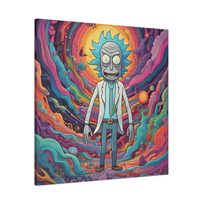 Psychedelic Rick Portal Canvas — Colorful Rick Illustration on Stretched Matte Canvas