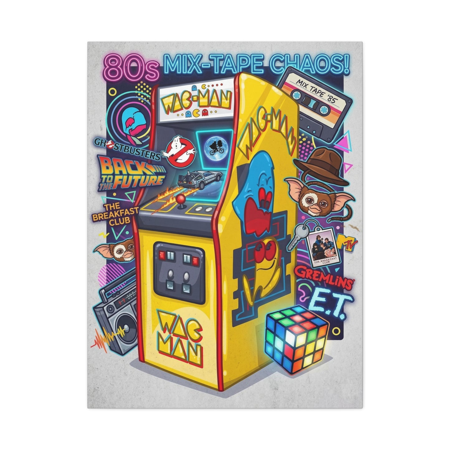 1980's Pop Culture Canvas Wall Art Print