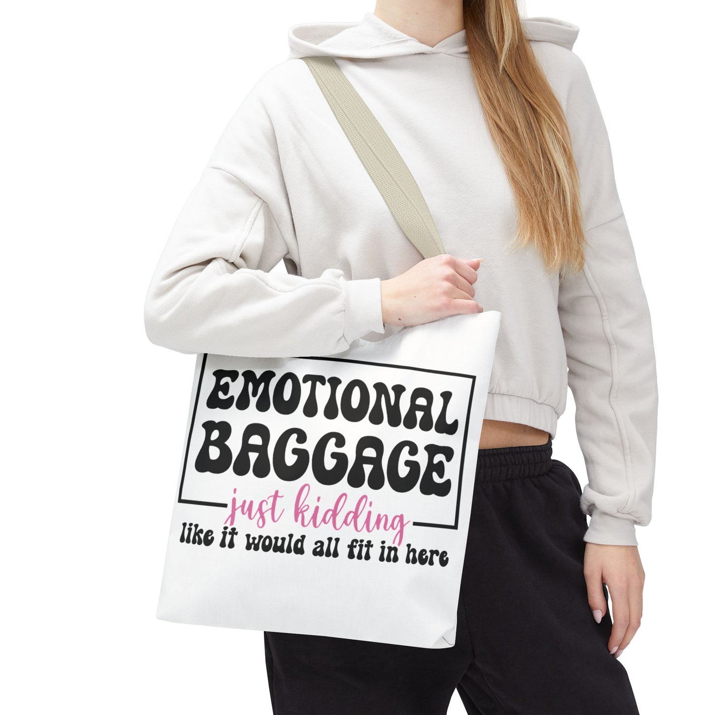 Emotional Baggage Tote Bag — Funny "Emotional Baggage (just kidding)" Reusable Shopper