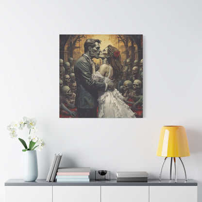 Zombie Bride & Groom Matte Canvas Wall Art — Gothic Wedding Horror Canvas