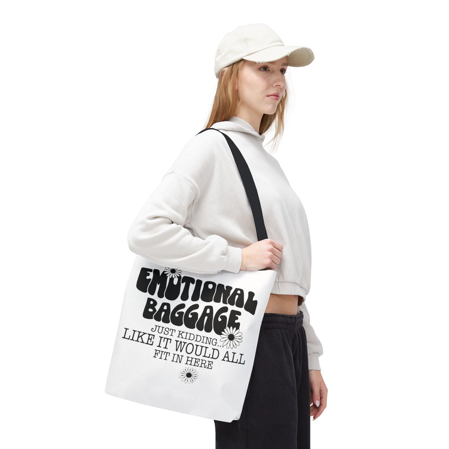 Tote Bag — "Emotional Baggage" Funny Quote Tote with Daisy Vibe