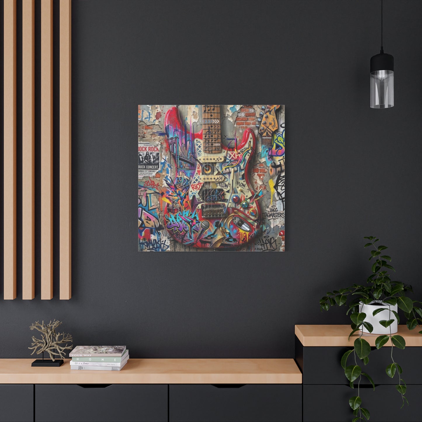 Urban Art Gutair Abstract Canvas Wall Art Print