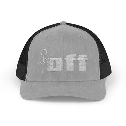 'F Off' Stick Figure Trucker Cap – Retro Distressed Snapback Hat