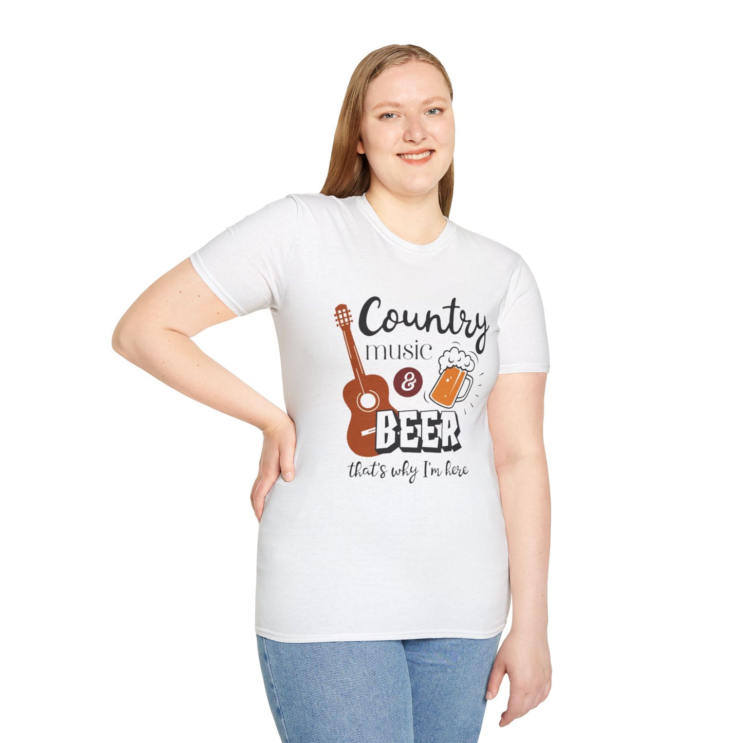 Country Music & Beer T-Shirt — "Country Music & Beer That's Why I'm Here" Graphic Tee