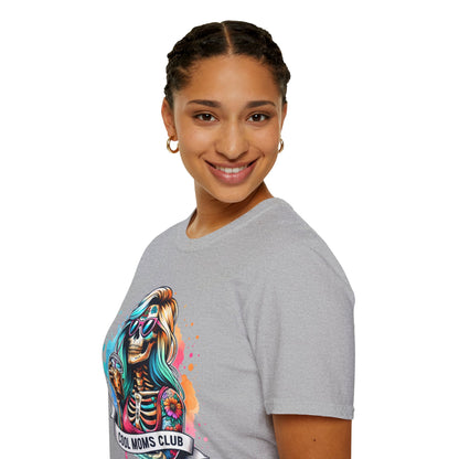 Cool Moms Club Skull T-Shirt — Colorful Day of the Dead Mom Graphic Tee