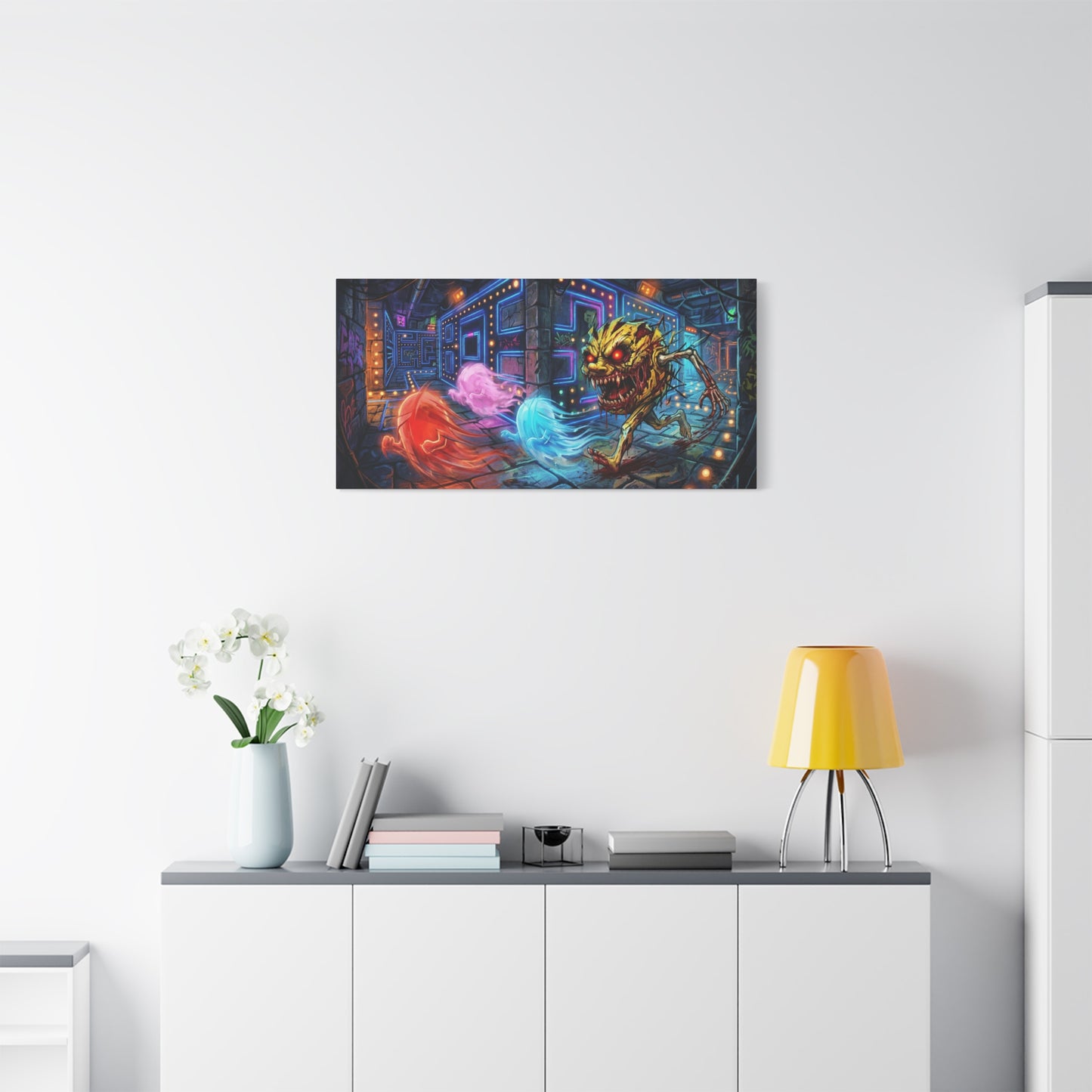 Evil Pacman Abstract Canvas Wall Art — Matte Stretched 1.25"