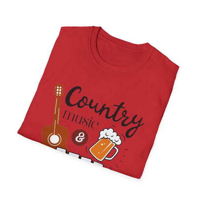 Country Music & Beer T-Shirt — "Country Music & Beer That's Why I'm Here" Graphic Tee