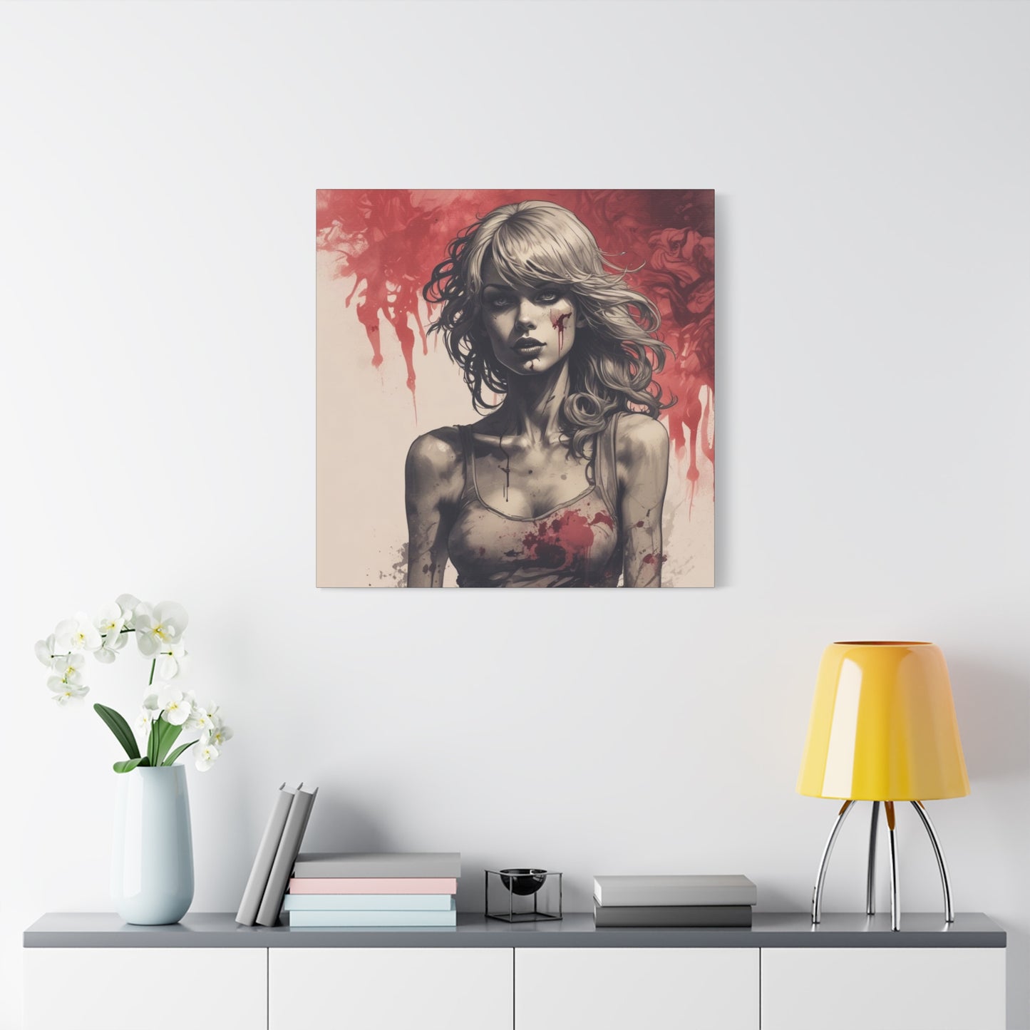 Bloody Swift Matte Canvas Print — Gothic Female Portrait Wall Art, Stretched 1.25"