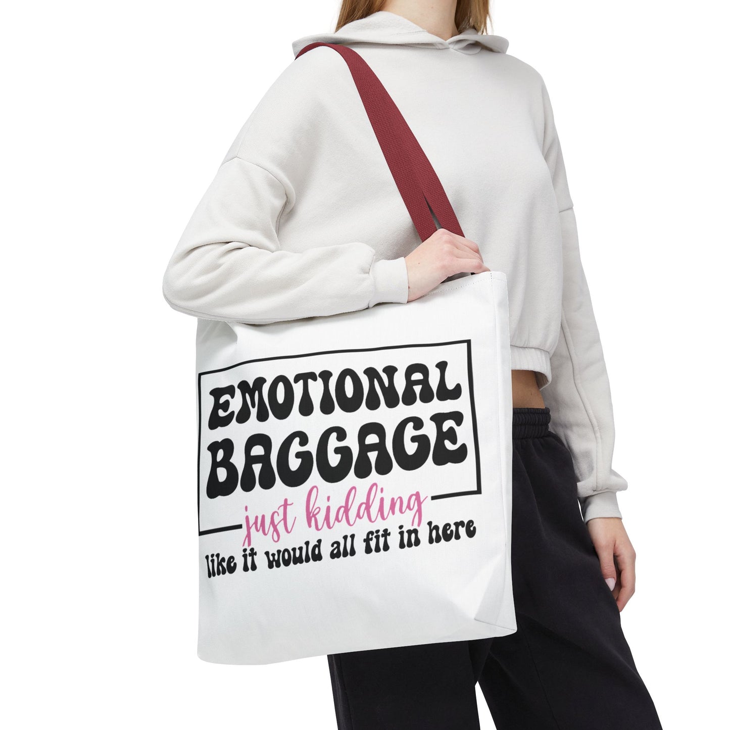 Emotional Baggage Tote Bag — Funny "Emotional Baggage (just kidding)" Reusable Shopper