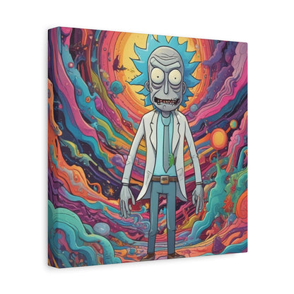 Psychedelic Rick Portal Canvas — Colorful Rick Illustration on Stretched Matte Canvas
