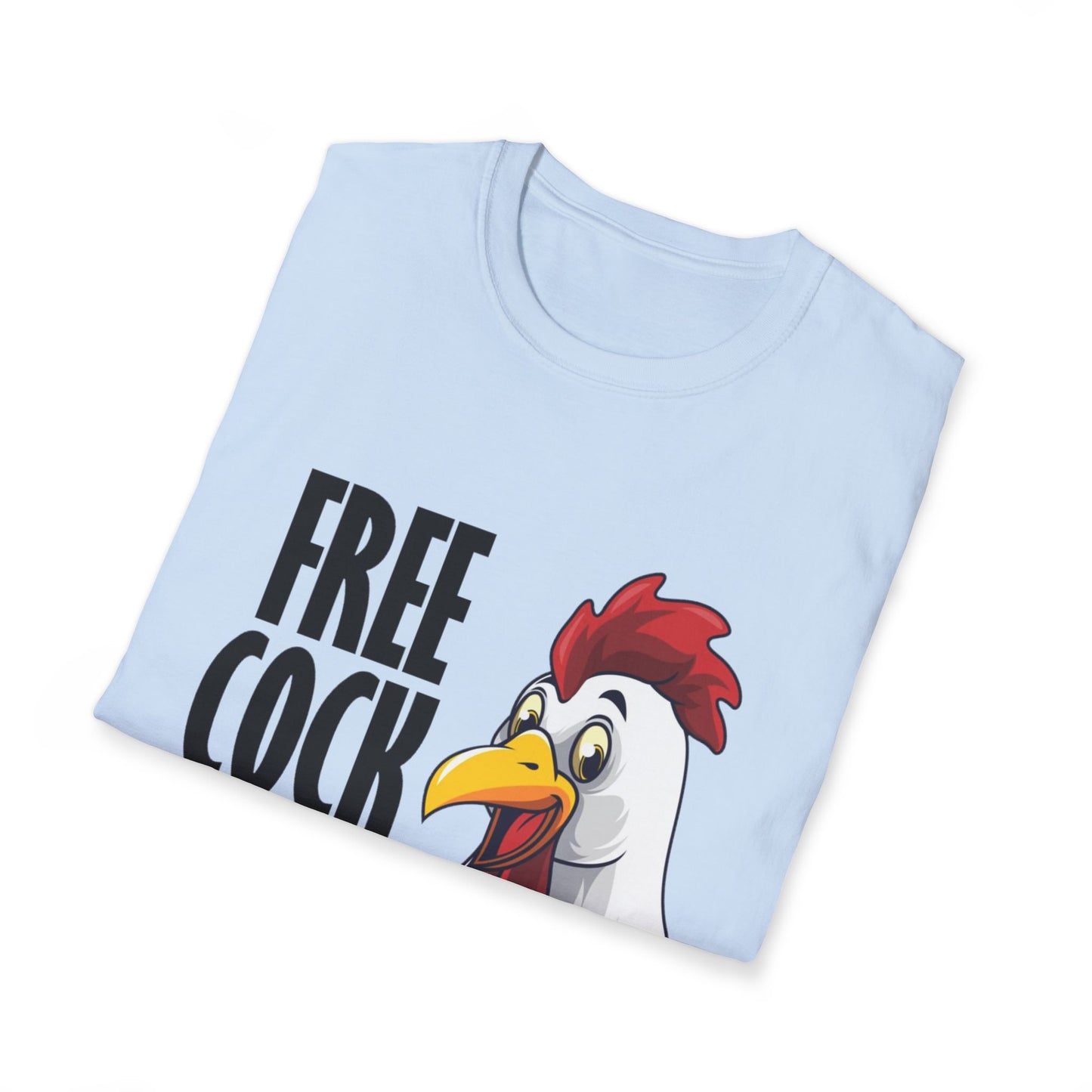 Graphic T-Shirt — "Free Cock Ride" Rooster Novelty Tee