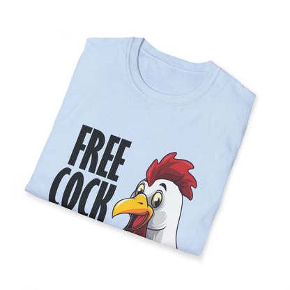 Graphic T-Shirt — "Free Cock Ride" Rooster Novelty Tee