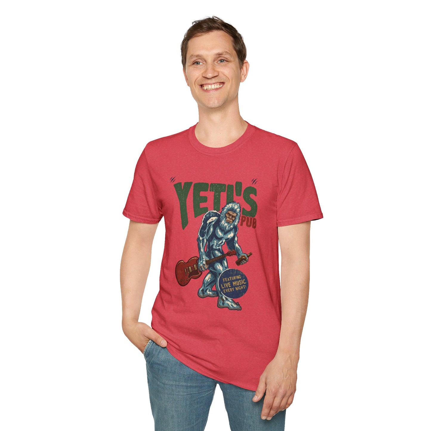 Yeti's Pub Graphic T-Shirt — Vintage Rock Band Snowman Design