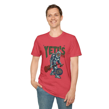 Yeti's Pub Graphic T-Shirt — Vintage Rock Band Snowman Design