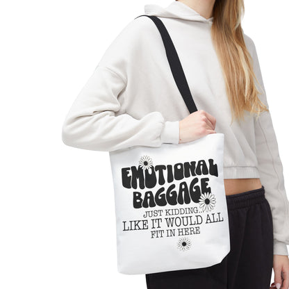 Tote Bag — "Emotional Baggage" Funny Quote Tote with Daisy Vibe