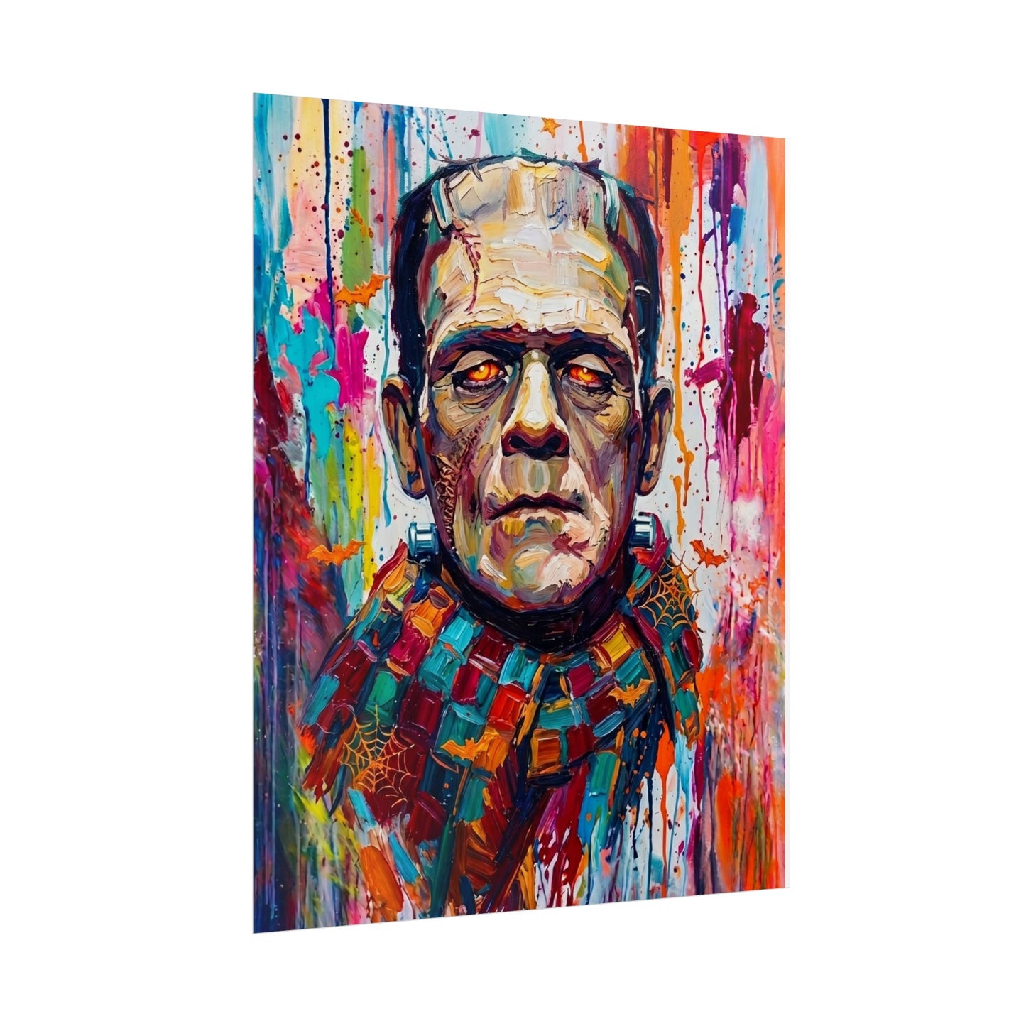 Frankenstein Color Splash Poster — Vibrant Pop Art Horror Wall Print