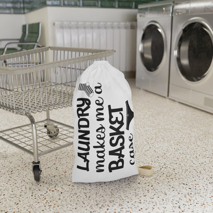 Laundry Bag - "Laundry Makes Me a Basket Case" Canvas Drawstring Hamper for Dorms & Apartments