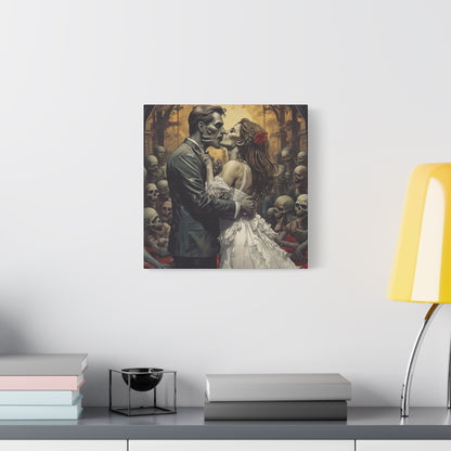 Zombie Bride & Groom Matte Canvas Wall Art — Gothic Wedding Horror Canvas