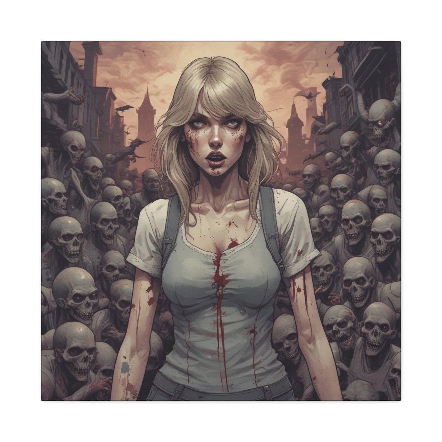 Zombie Swift Matte Canvas Wall Art — Gory Gothic Horror Illustration