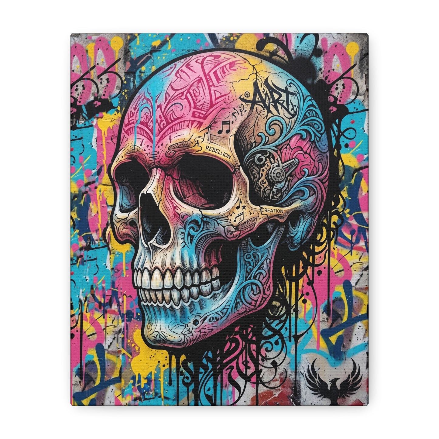 Vibrant Graffiti Skull Canvas