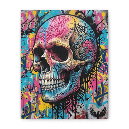 Vibrant Graffiti Skull Canvas