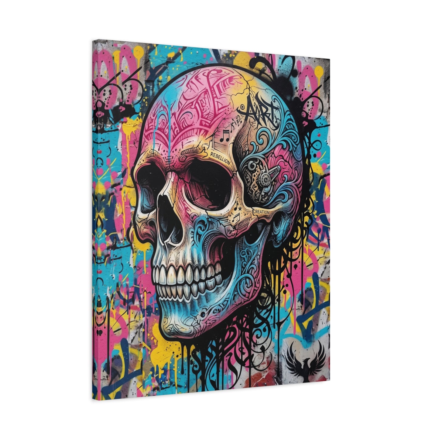 Vibrant Graffiti Skull Canvas