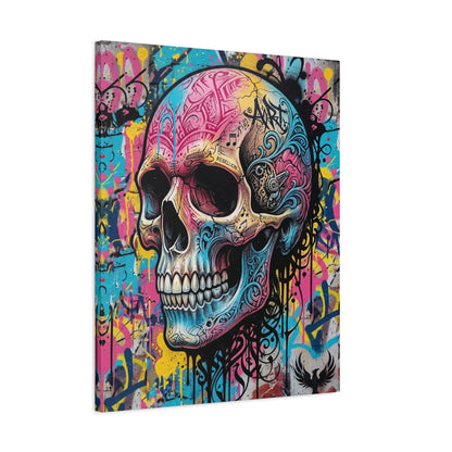 Vibrant Graffiti Skull Canvas