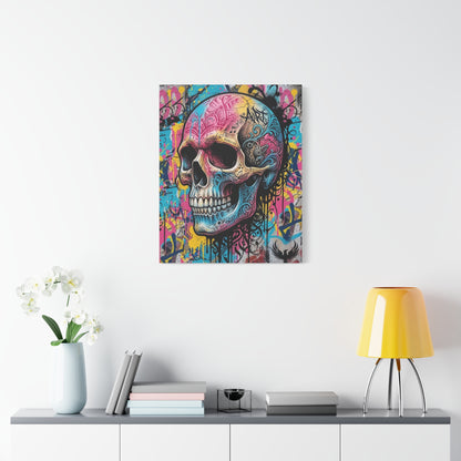 Vibrant Graffiti Skull Canvas